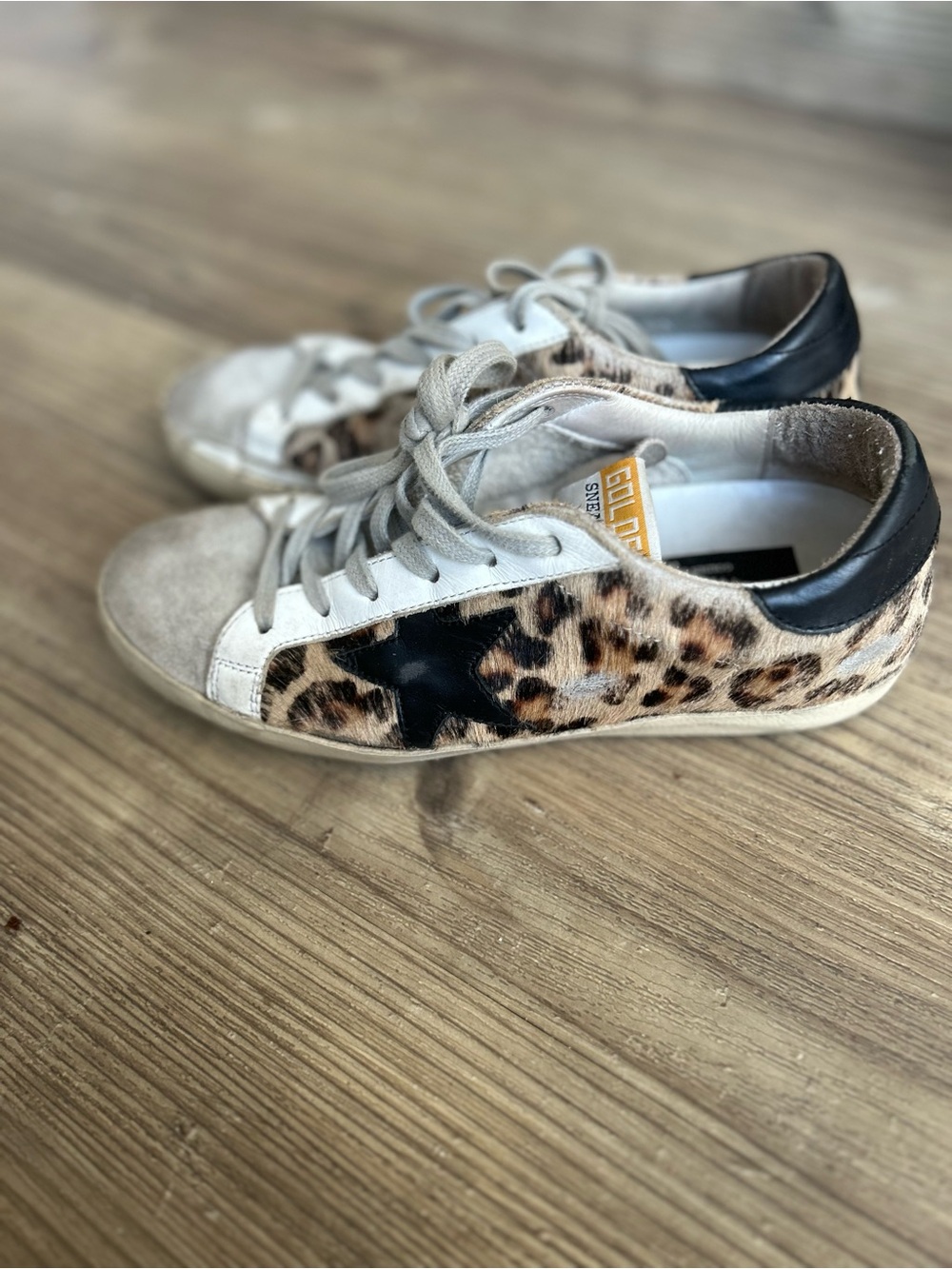 Golden Goose Leopard Haircalf Superstar Sneakers - Leopard/Black/White. Size 36